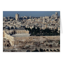 View of Old City from Mount of Olives, Jerusalem, Greeting Card