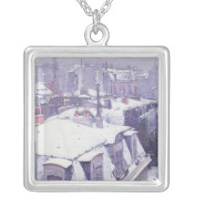 View of Roofs  or Roofs under Snow, 1878 Custom Necklace
