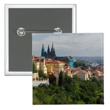 View of Saint Vitus's Cathedral, Prague, Czech Button