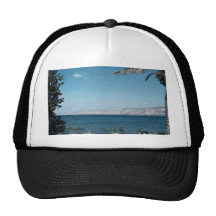 View of Sea of Galilee from south shore, Israel Trucker Hat