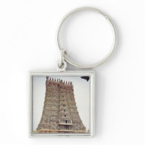 View of the carved exterior of the south gopuram key chain