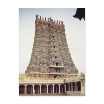 View of the carved exterior of the south gopuram post card