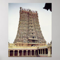 View of the carved exterior of the south gopuram posters