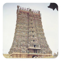 View of the carved exterior of the south gopuram stickers