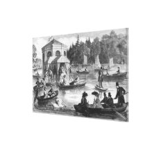 View of the pond of the Court at Fontainebleau Stretched Canvas Prints