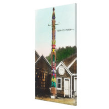 View of the Raven TotempoleWrangell, AK Stretched Canvas Print