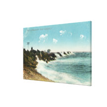 View of the Surf and Breakwater Stretched Canvas Print