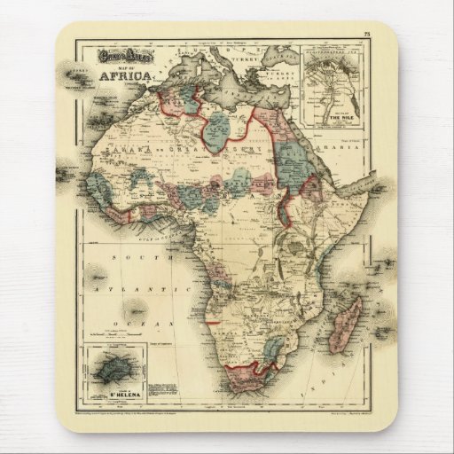 Viintage 1874 Map of Africa  Antique African Print Mousepads