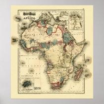 Viintage 1874 Map of Africa  Antique African Print