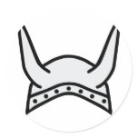 viking helmet icon round stickers