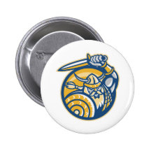 Viking Norse Warrior With Sword And Shield Pinback Button