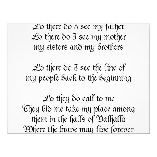 Viking Prayer Lo There Do I See My Father Custom Invitation