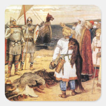 Vikings on the Shore Square Stickers