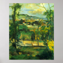 Village behind the trees, Ile de France by Cezanne Print