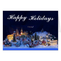 Village et Père Noël de Noël Cartes De Vœux