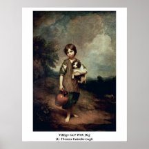 Village Girl With Dog By Thomas Gainsborough Poster