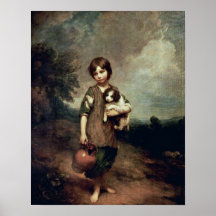 Village Girl with dog  by Thomas Gainsborough Print