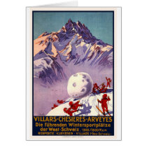 Villars Switzerland Winter Sports Vintage Travel Cards