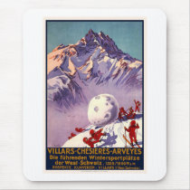 Villars Switzerland Winter Sports Vintage Travel Mouse Pad