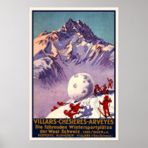 Villars Switzerland Winter Sports Vintage Travel