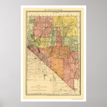 Ville du Nevada et carte 1893 de chemin de fer Posters