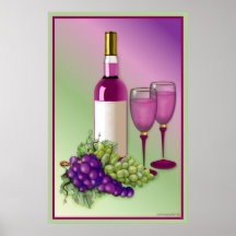 Vin et pain grillé de raisins posters