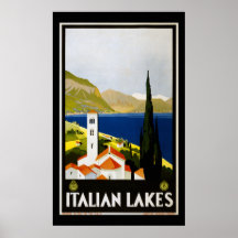 Vinatge Travel Poster Italian Lakes 1930 Canvas