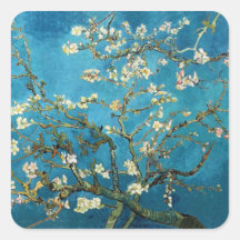 Vincent van Gogh, arbre d'amande de floraison Autocollants Carrés