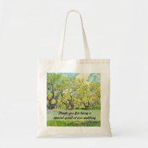 Vincent van Gogh,Orchard in Blossom Canvas Bags