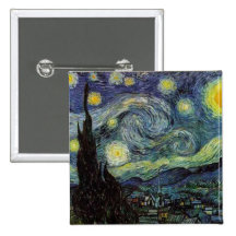Vincent van Gogh - Starry Night Button