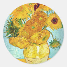 Vincent van Gogh - vase avec 12 tournesols Autocollant Rond