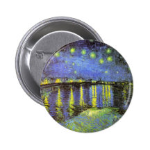 Vincent van Gogh's Starry Night Over the Rhone Pinback Buttons
