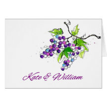 Vineyard Love Artistic Grapes Engagement Wedding Cards