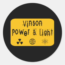 Vinson Power and Light, Gold Round Sticker