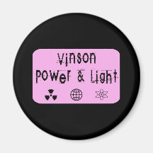Vinson Power and Light, Pink Refrigerator Magnet