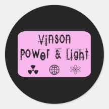 Vinson Power and Light, Pink Round Stickers