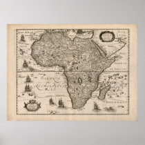 Vintage 1640 Africa Map Print