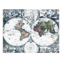 Vintage 1658 Nicolao Visscher World Map Invitations