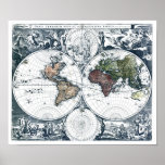 Vintage 1658 Nicolao Visscher World Map Print