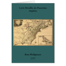 Vintage 1777 American Colonies Map by Phelippeaux Greeting Cards