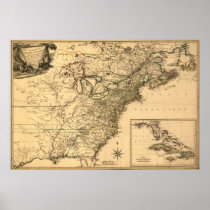 Vintage 1777 Map of American Colonies