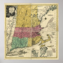 Vintage 1777  New England Map Posters