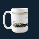 Vintage 17th Century Seacoast Woodcut Mug