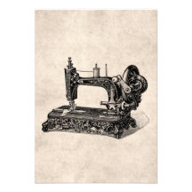 Vintage 1800s Sewing Machine Illustration Custom Invite