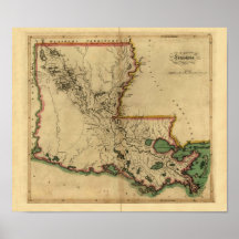 Vintage 1814 Louisiana Map Print