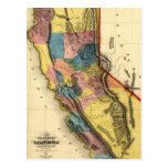 Vintage 1851 California Gold Region State Map Post Cards