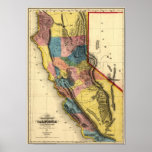 Vintage 1851 California Gold Region State Map Print