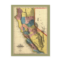 Vintage 1851 California Map Post Cards