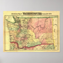 Vintage 1878 Washington Territory Map Poster