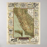 Vintage 1895 California Bicycle Cycling Map Print